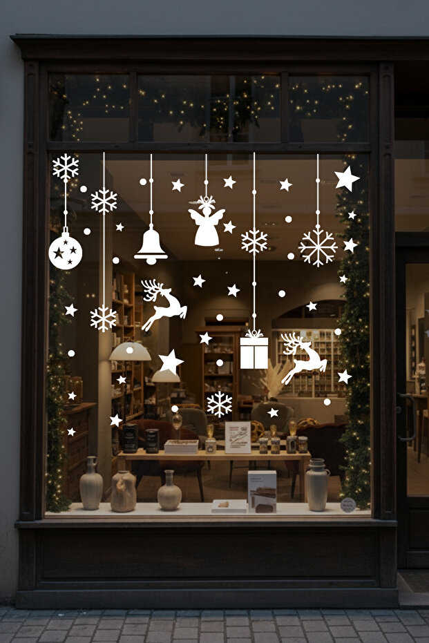 Cute Stars Deers Snowflakes And New Year's Window Stickers 70x70cm