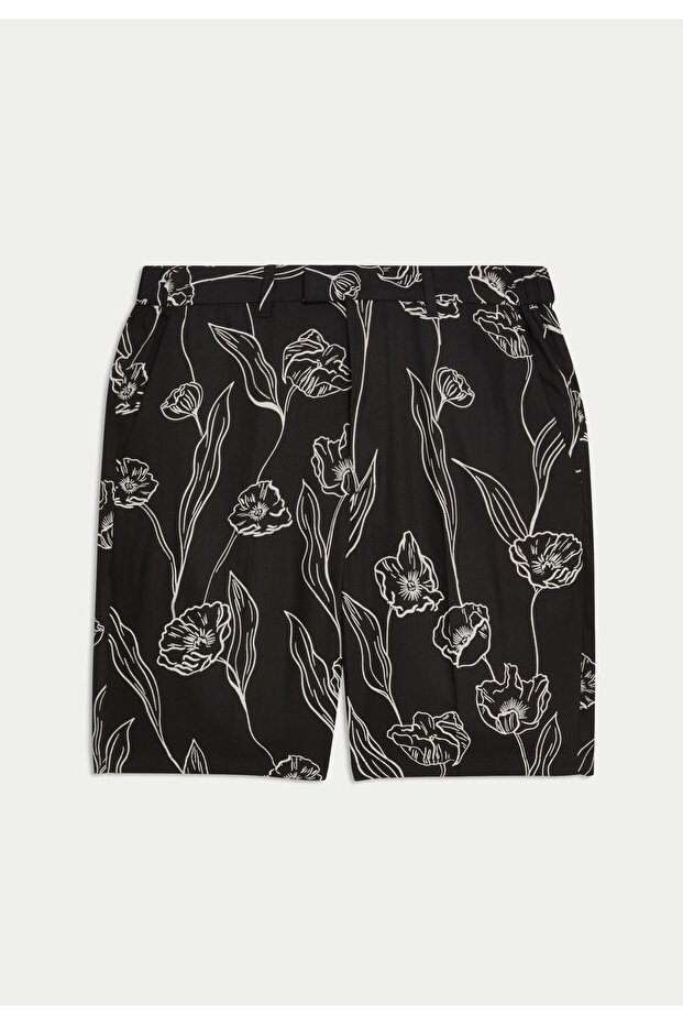 Regular Fit Çiçek Desenli Şort - 6