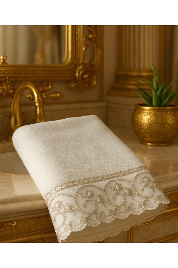 Sadem French Laced Cream Velvet Towel 50&90