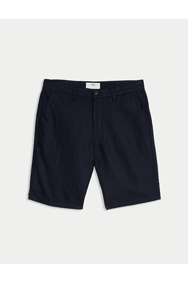 Regular Fit Keten Chino Şort - 6