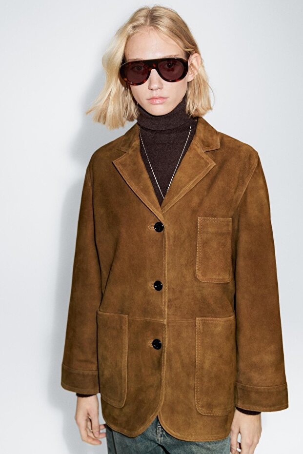 Cepli süet deri blazer - 1