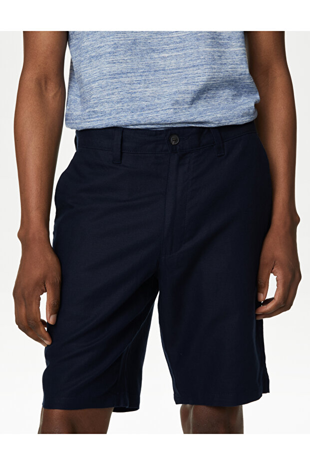 Regular Fit Keten Chino Şort - 2