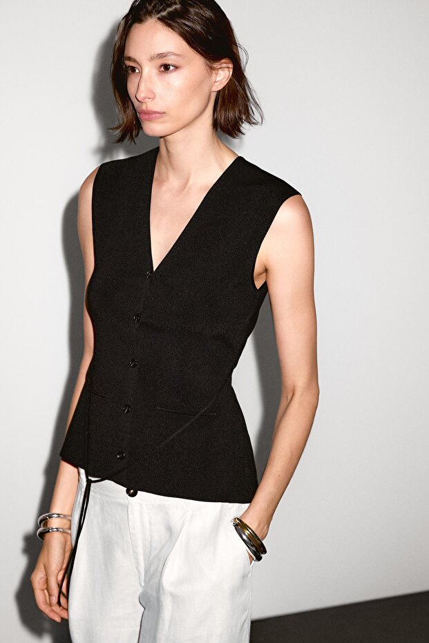 V yaka triko süveter - 4