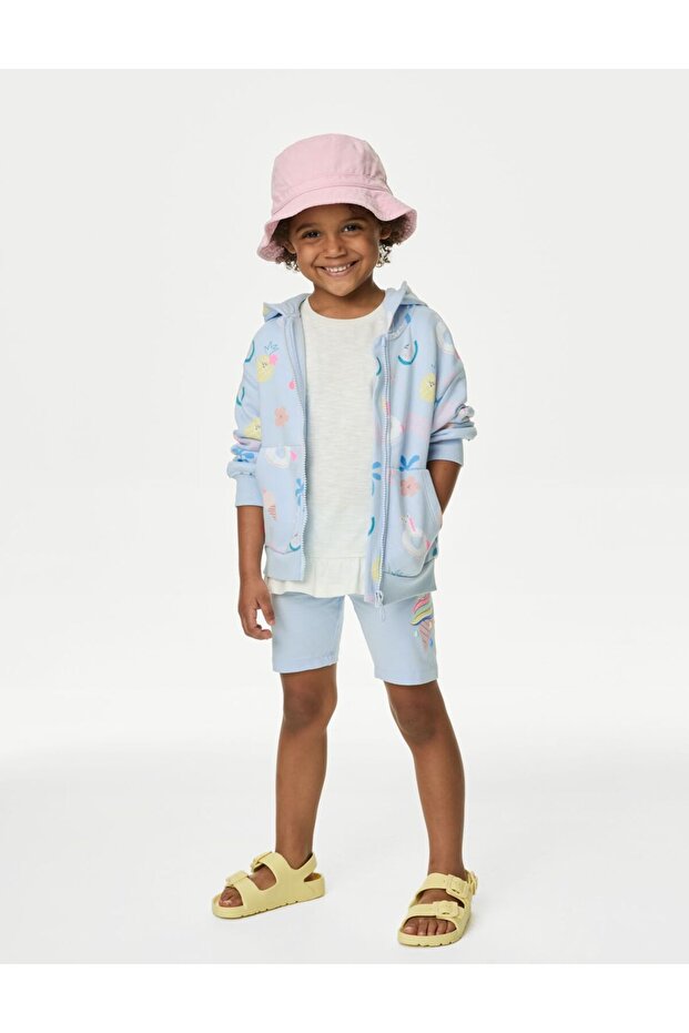 Regular Fit Desenli Biker Şort (2-7 Yaş) - 1