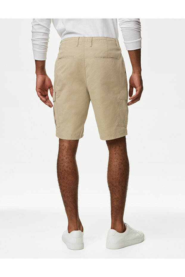 Saf Pamuklu Regular Fit Kargo Şort - 5