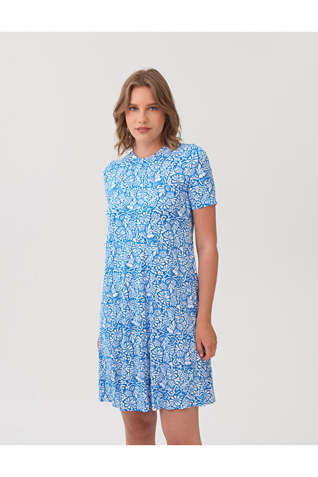 Kısa Kollu Mini Örme Elbise - 3