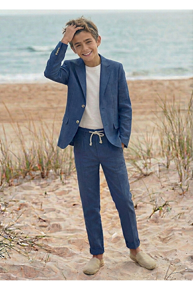 Young Men's 100% Linen Fabric Suit, 3-Piece Suit_Rg3361