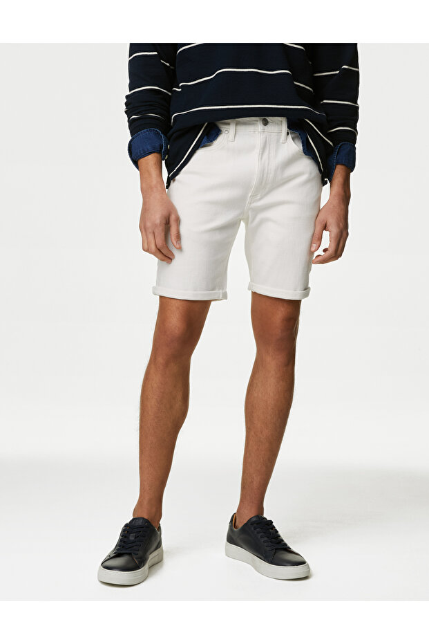Regular Fit Denim Şort - 4