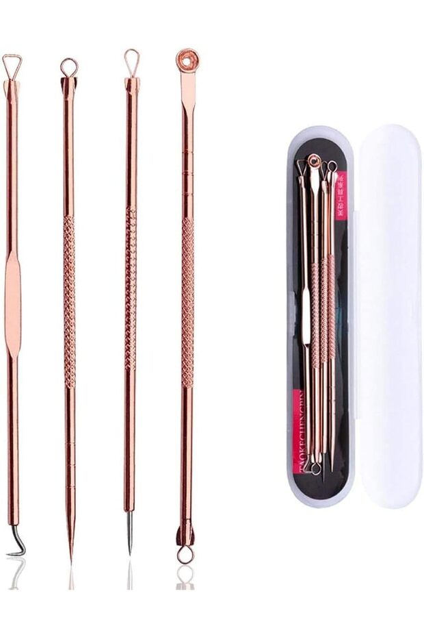 Blackhead Pimple Tool Kit, 4-Piece Stainless Steel Extraction Set