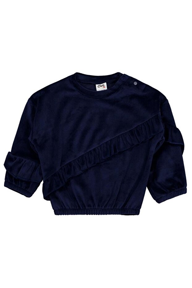 Ruffled 6-18 Month Sweatshirt - Navy Blue 6-9 Months