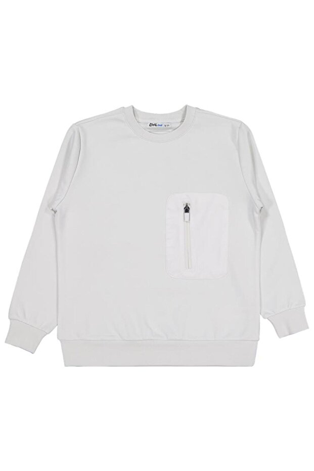 Civil Boy's Labelled Sweatshirt - Micro Garnished Sweatshirt | School Nursery and Daily Use - Gray