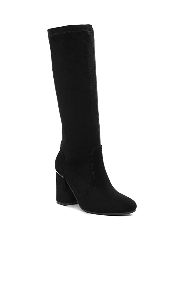 Women Microfiber Calf Boots in Black
