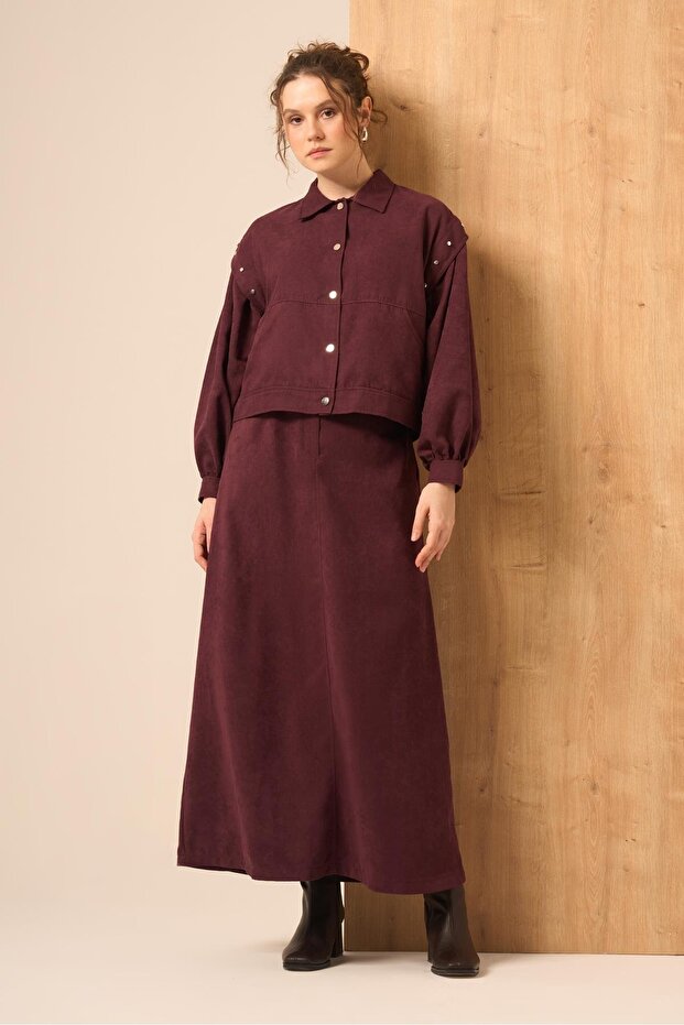 Women's Suede Suit Plum 31238