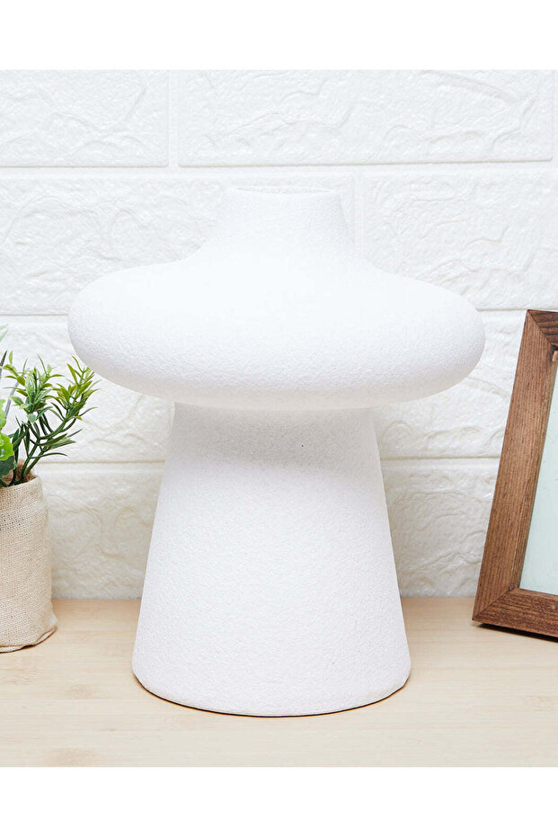 مزهرية تيرا صلبة باللون الكريمي - 1