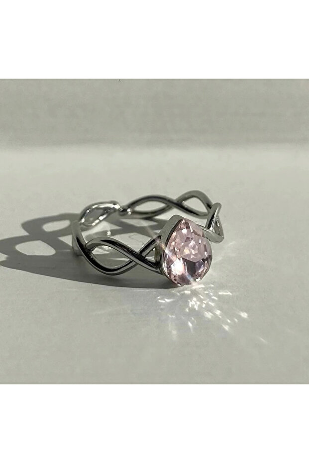 Adjustable Pink Stone Swan Lake Odette Ring