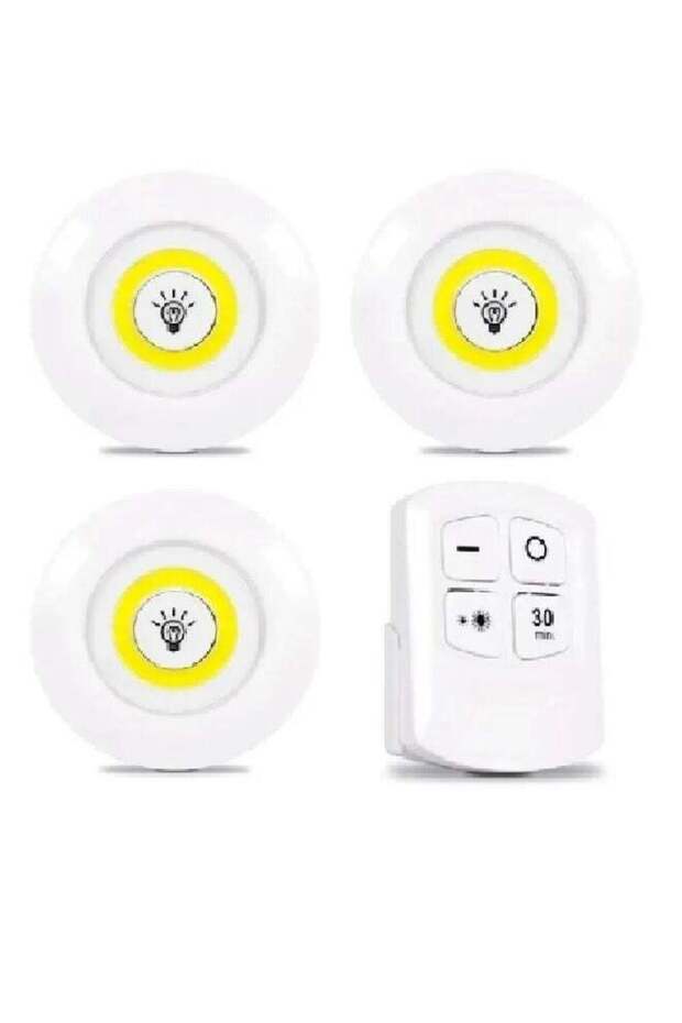 LED set of 3 adjustable wireless brightness lights with remote