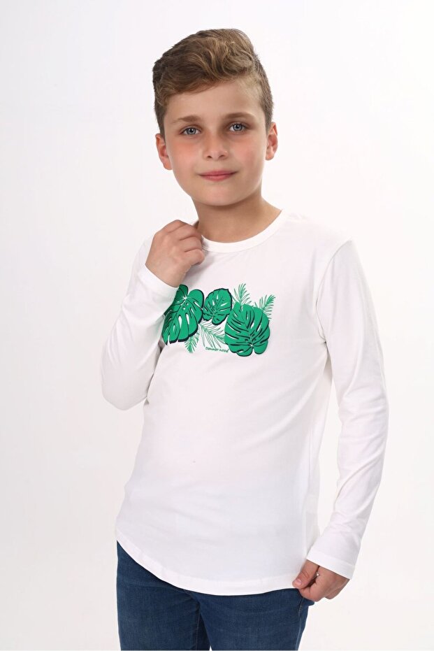 Boy's Printed Crew Neck Long Sleeve T-Shirt