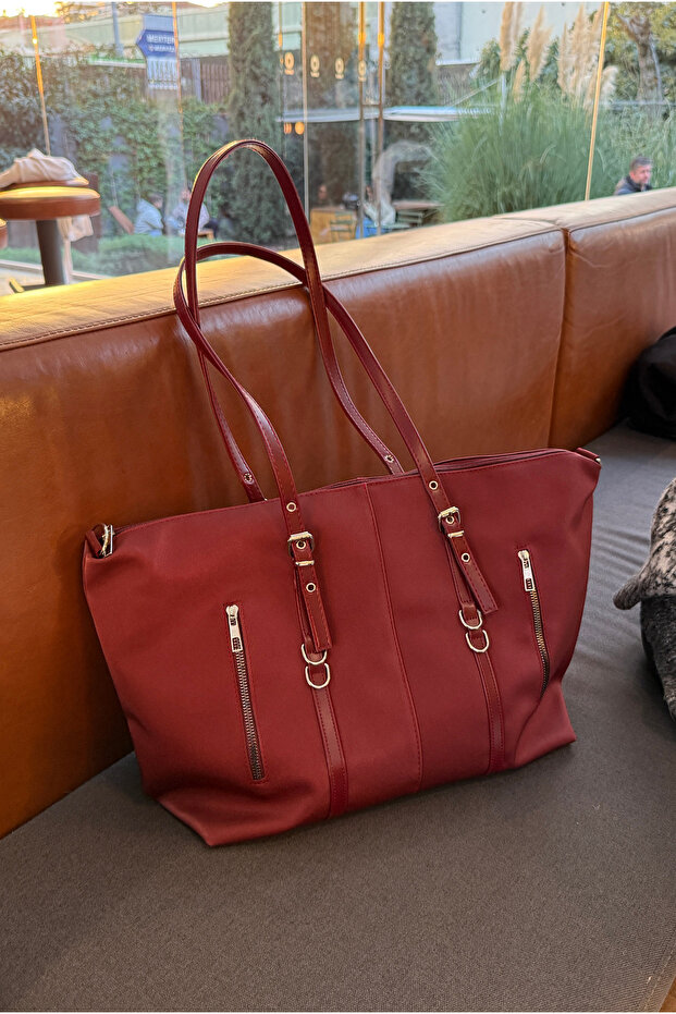 Women's Hand and Shoulder Bag Claret Red