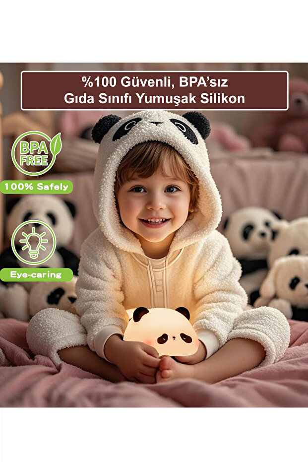 Dokunmatik Silikon Panda Gece Lambası / ET-CL17 - 3