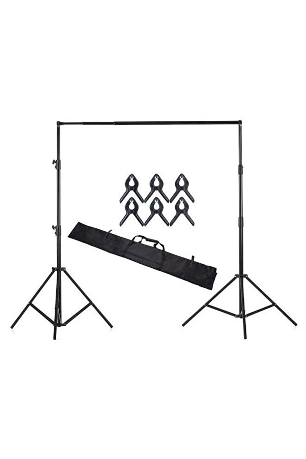 مجموعة حامل خلفية الاستوديو القابل للتعديل - أسود - 1