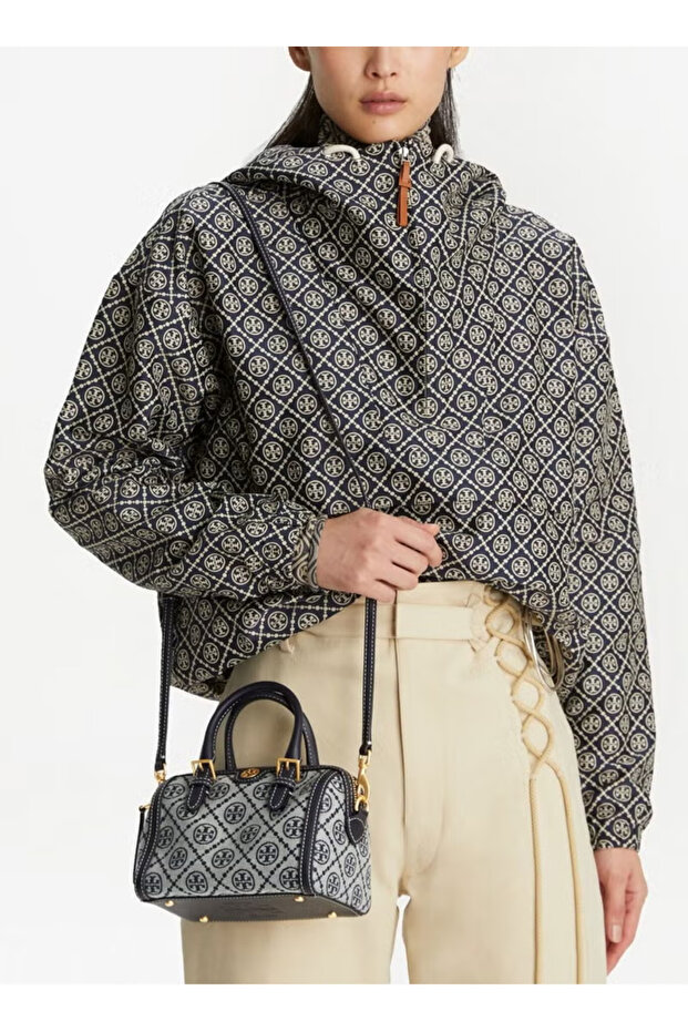 حقيبة TORY T Monogram Mini Barrel - 2