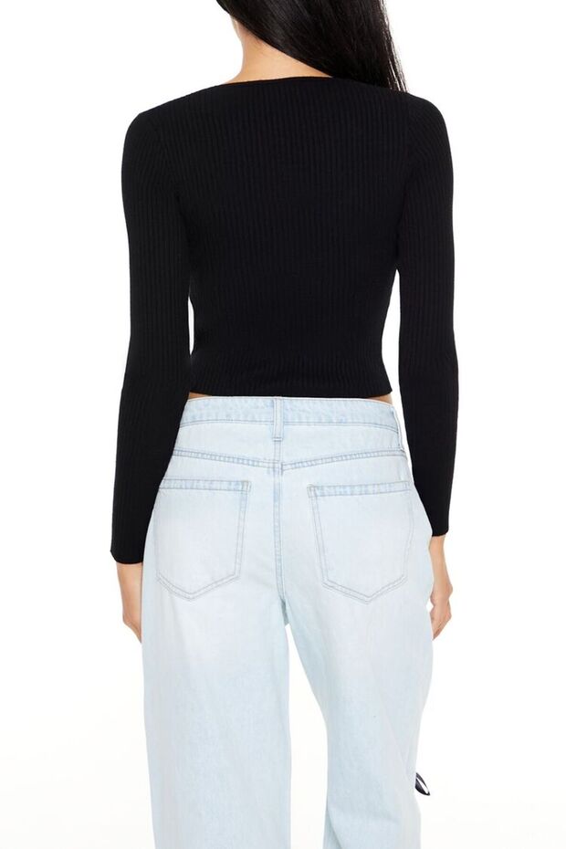 Crop Düğmeli Hırka - 3