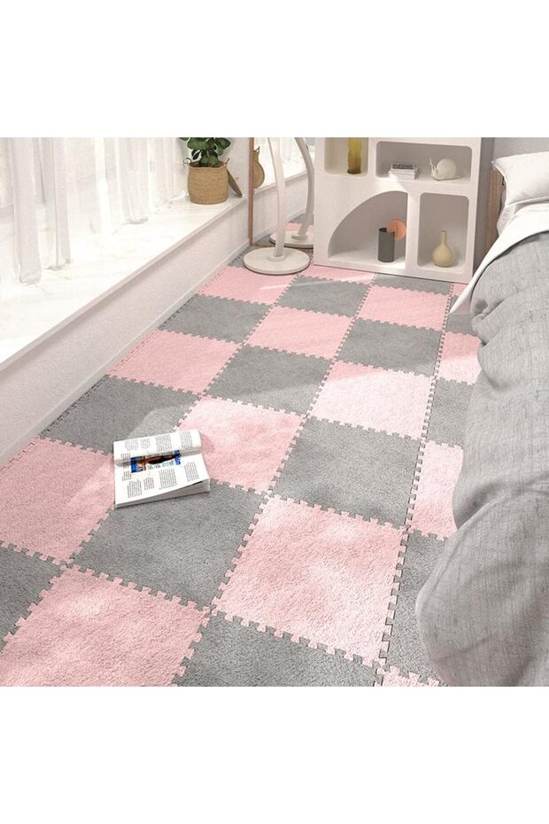 10 Pcs Interlocking Bedroom Bedside Washed Stitching Floor Carpet 30*30cm