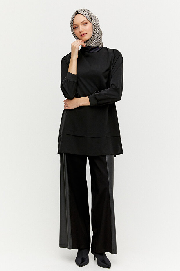 Ribanalı Krep Basic Tunik - 1