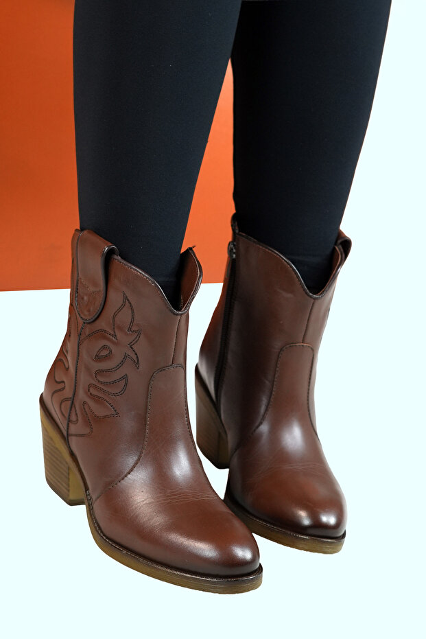 Kadin Cilt Deri Kovboy Bot - 3