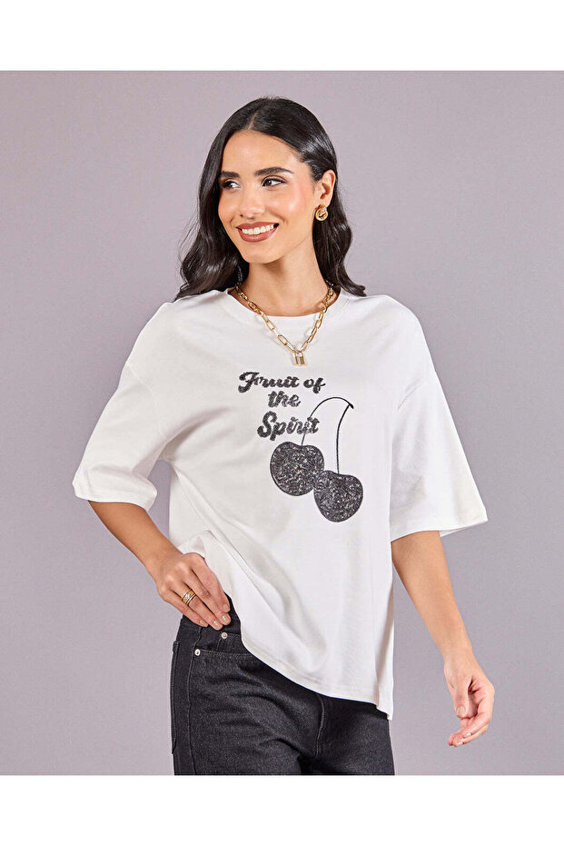 Women White Printed T-Shirt