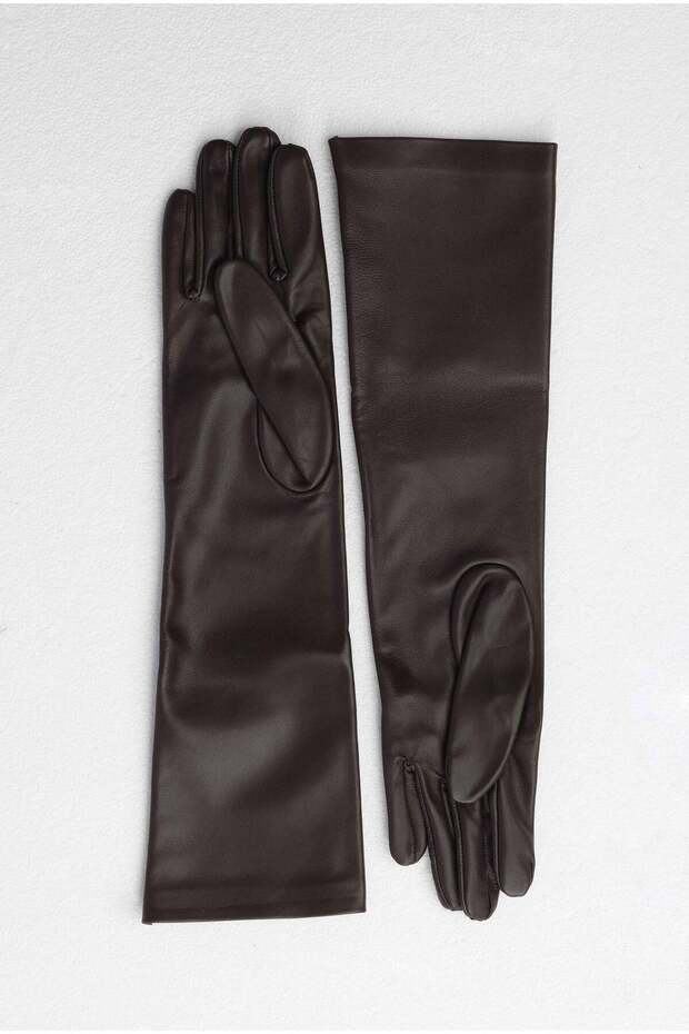 %100 Deri Uzun Eldiven Acı Kahve - 7