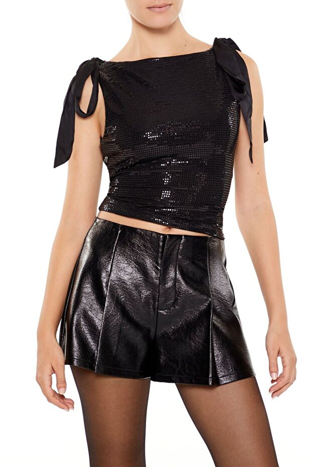 Pul Payetli Kurdeleli Bluz - 2