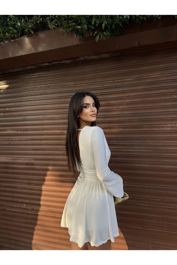 İspanyol Kol V Yaka Şortetek Elbise - 5