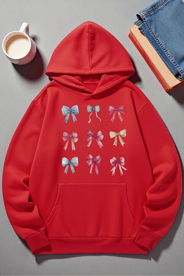 Unisex Colorful Ribbon Printed Hooded Sweatshirt