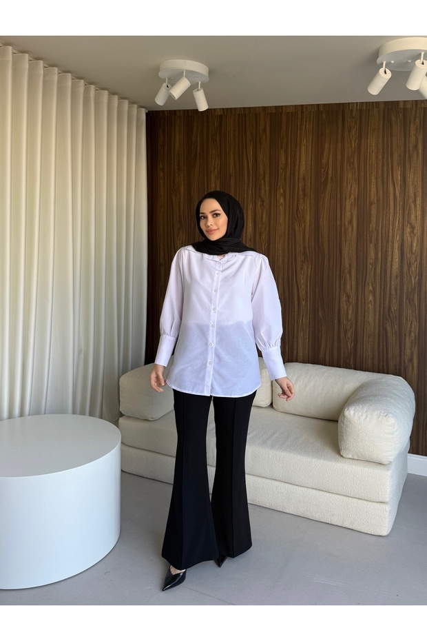 Geniş Manşetli Gömlek - 2