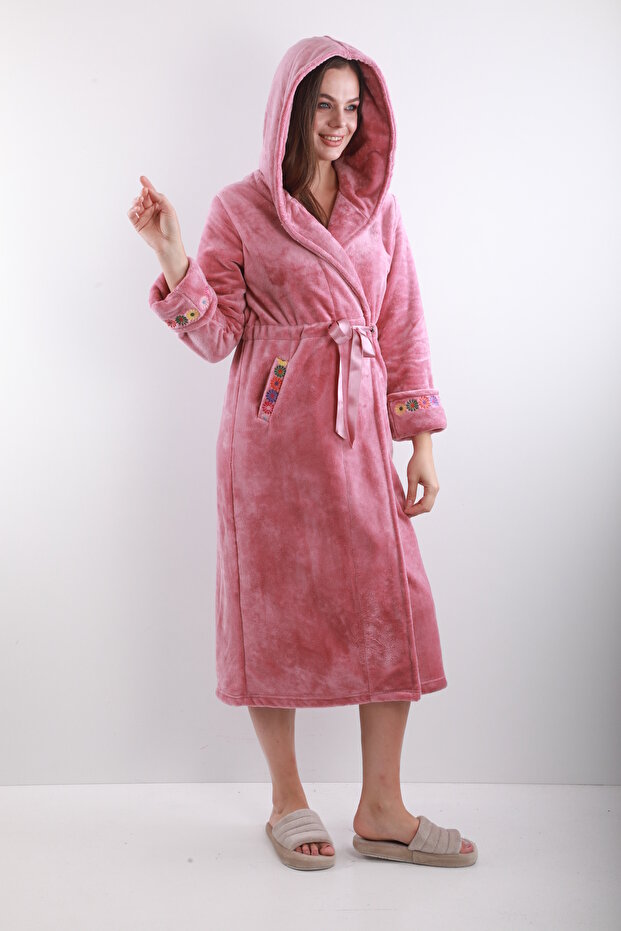 100% Bamboo Embroidered Hooded Robes – Soft, Warm, and Elegant Home Wear