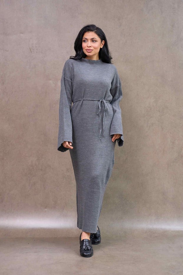 Gray Knitwear Dress