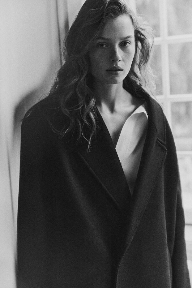 Yün Karışımlı Oversize Kaban - 3