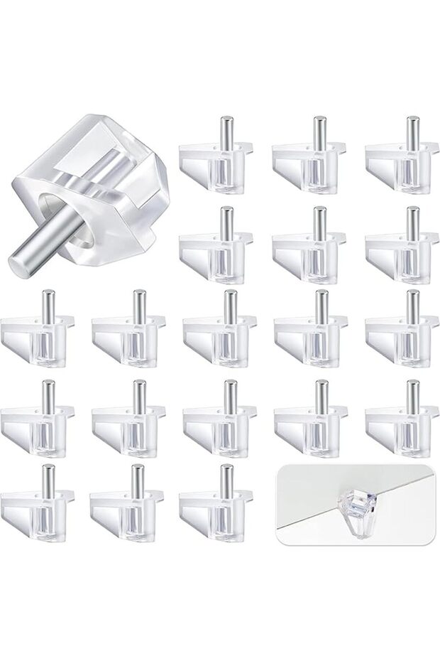 Shelf Support Pegs, 20 Pcs, 5mm, Clear