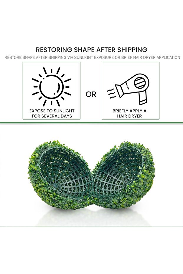 OneDcor Artificial Boxwood Ball with White Urn Planter & Butterfly Décor