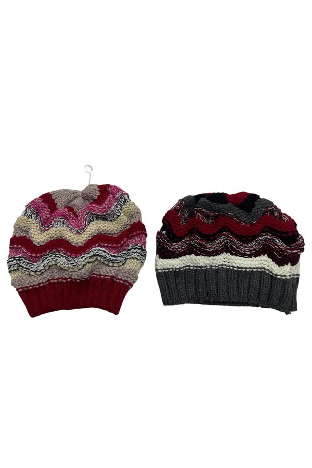 Women's Multi-Colored Knitwear Single Layer Beanie 2-Pack