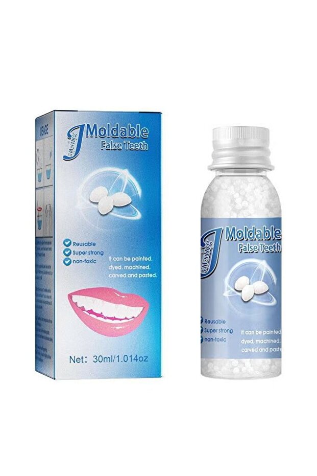 Moldable False Teeth White Particles Reusable Non-toxic Temporarily Fill 30ml