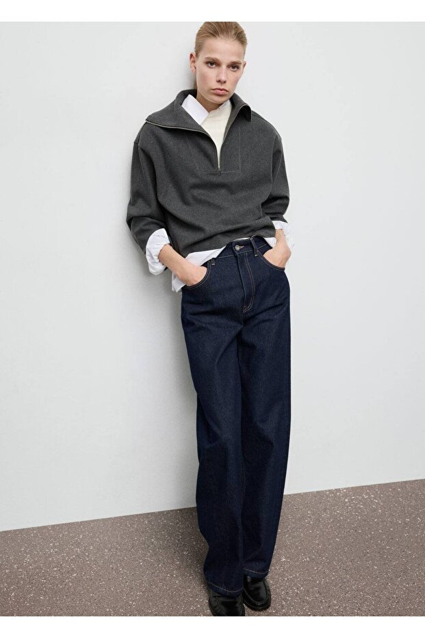 Fermuarlı boğazlı sweatshirt - 8