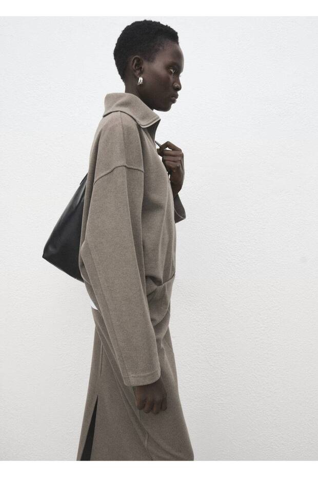 Fermuarlı boğazlı sweatshirt - 1