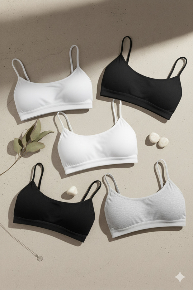 Women's 5-Pack Sports Bra with Straps (with Removable Pads)