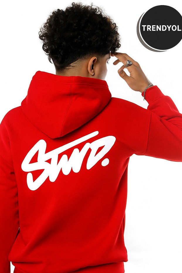 Unisex Oversized 3 Thread K Hooded Sweatshirt Swnd Lettering B Printed Comfortable Casual Style Hoodie