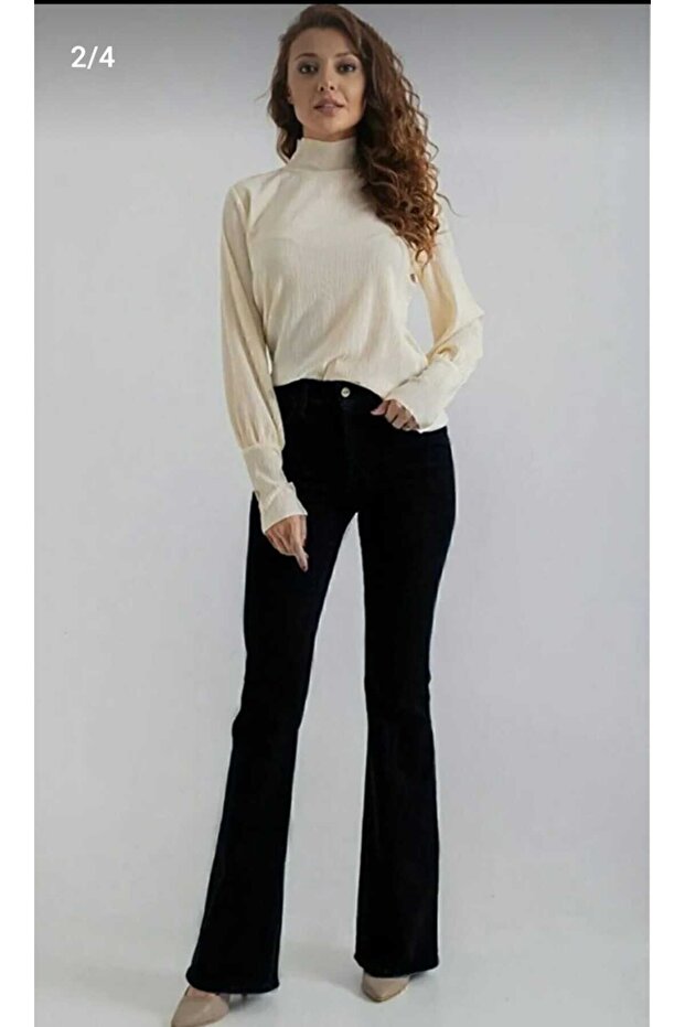 Black Lycra High Waist Spanish Jean Pants