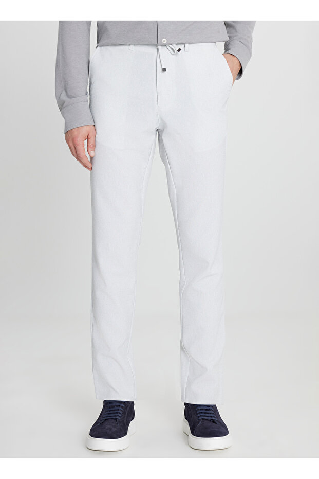 Tie-Waist Regular Leg Slim Fit Gray Men's Trousers Ace001252541_Gri