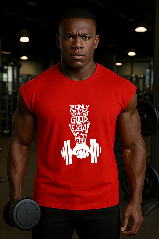 Red Printed Athlete Tank Top Crew Neck Cotton Sleeveless Tank Top Great One Men