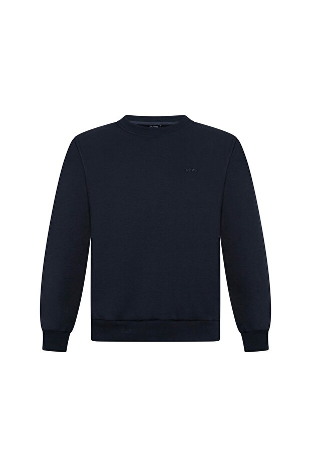 Yansı Basic Bisiklet Yaka Unisex Sweatshirt Füme